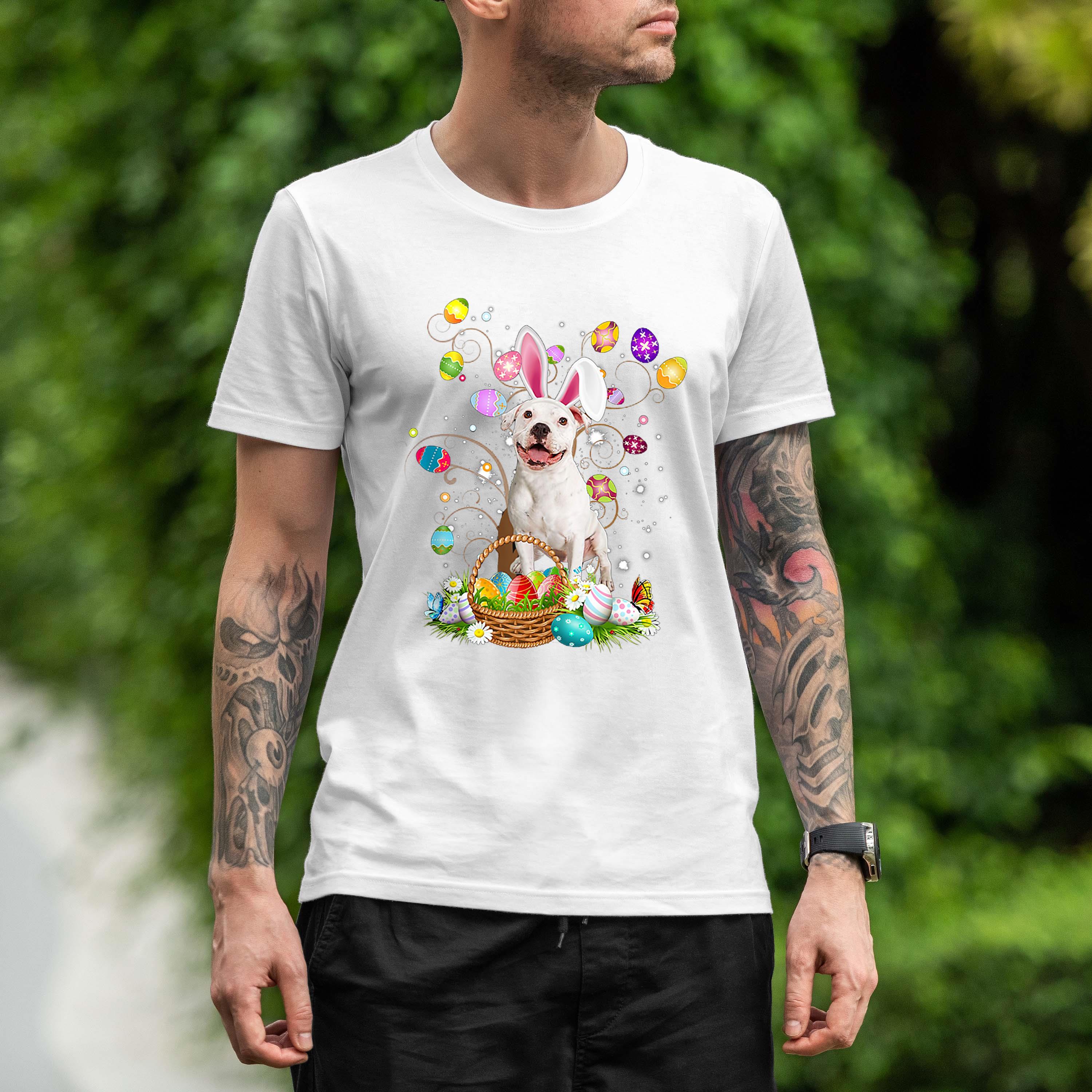 Love Bunny Pitbull Dog Easter Eggs Easter Day Gifts Shirt 